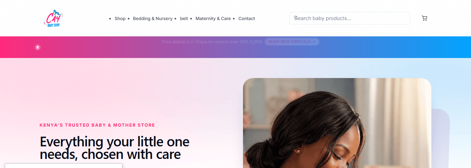 Cay Baby Shop — live product screenshot by Cadu Systems